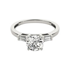 GIA 2.01ct Round Solitaire & Channel Baguette  Diamond Ring