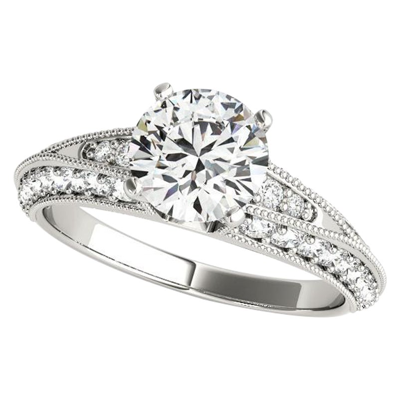 GIA 2.01ct Round Solitaire & Channel Knife-Edge  Bague en diamant