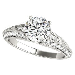 GIA 2.01ct Round Solitaire & Channel Knife-Edge  Bague en diamant