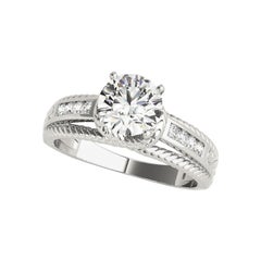 GIA 2,01ct Anello con diamante rotondo solitario e a canale con corda nautica