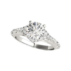 GIA 2.01ct Round Solitaire Halo & Engraved Ribbon Diamond Ring