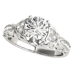 GIA 2,01ct Solitario rotondo e pietra laterale Anello di diamanti a fiore in filigrana