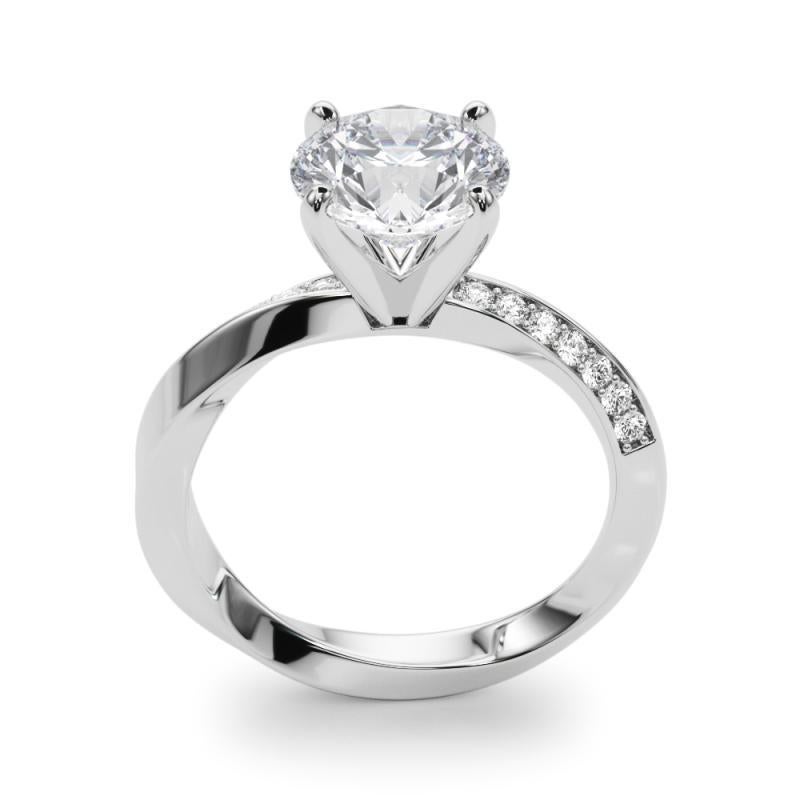 GIA 2.01ct Round Solitaire Twisted Square Band  Bague en diamant Pour femmes en vente