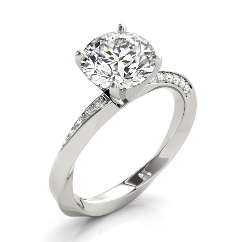 GIA 2.01ct Round Solitaire Twisted Square Band  Bague en diamant en vente 1