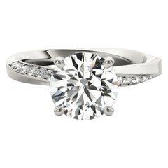 GIA 2.01ct Round Solitaire Twisted Square Band  Bague en diamant