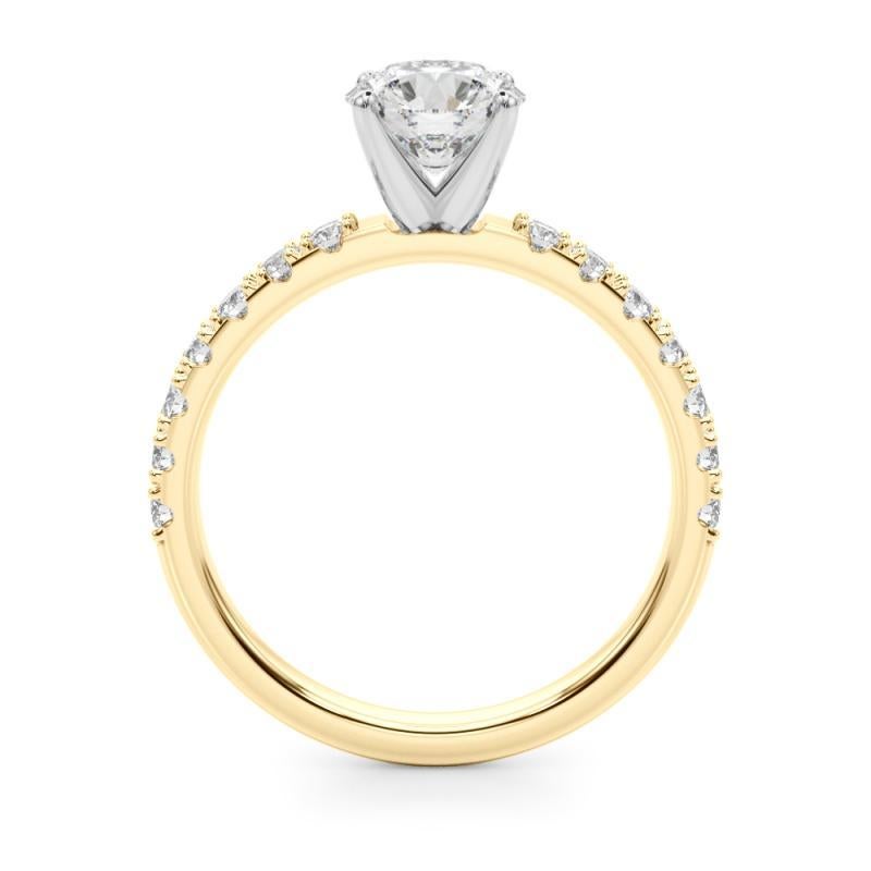 Taglio rotondo GIA 2,01ct Solitario rotondo con mezza eternità Anello con diamanti in oro giallo 18K in vendita