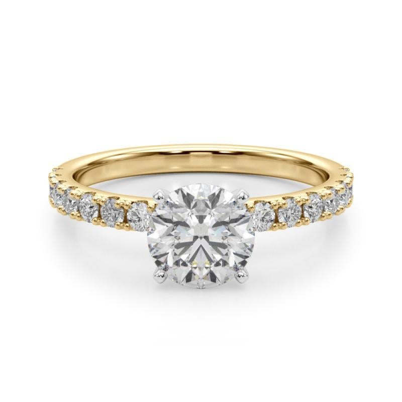 GIA 2,01ct Solitario rotondo con mezza eternità Anello con diamanti in oro giallo 18K In condizioni Nuovo in vendita a New York, NY