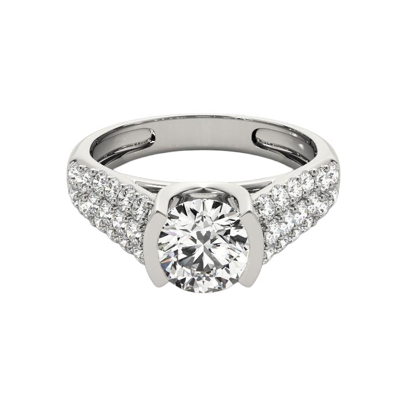 GIA 2.01ct Round Triple Row Diamond Tension Set  Bague en diamant