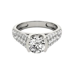 GIA 2.01ct Round Triple Row Diamond Tension Set  Diamond Ring