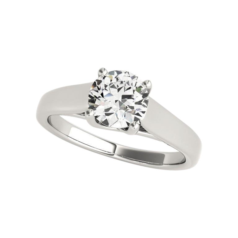 GIA 2.01ct Round Twisted Prong Cathedral Solitaire White Gold Diamond Ring (bague diamant en or blanc)