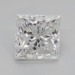 GIA 2.01ct Solitaire Square Halo Baguette & Round 18K White Gold Diamond Ring