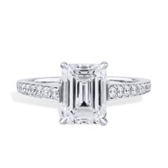 GIA 2.02 Carat Emerald Cut Diamond Platinum Engagement Ring