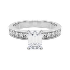GIA 2.02 Carat Emerald Vintage Milgrain Channel  Diamond Ring