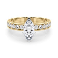 GIA 2,02 Karat Marquise Vintage Milgrain Kanal 18K Gelbgold Diamantring