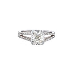 Exceptional GIA Graded 2.02 Carat Cushion Diamond Ring Pave Set 14K White Gold