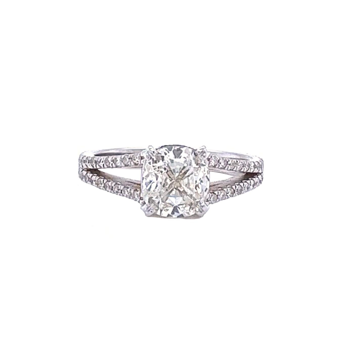 Cushion Cut Exceptional GIA Graded 2.02 Carat Cushion Diamond Ring Pave Set 14K White Gold For Sale