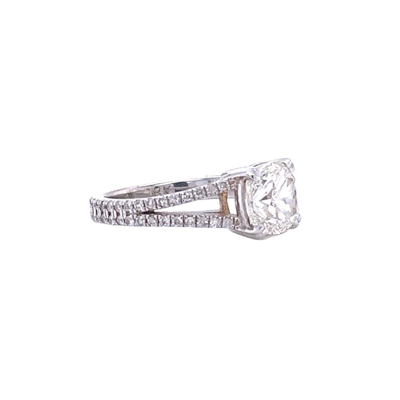 Exceptional GIA Graded 2.02 Carat Cushion Diamond Ring Pave Set 14K White Gold In Good Condition For Sale In Aventura, FL