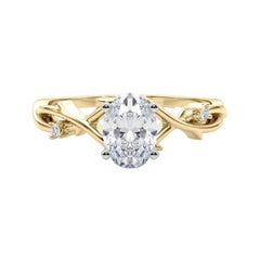 GIA Anello con diamante ovale a forma di vite da 2,02 carati ispirato a Nature in oro giallo 18 carati