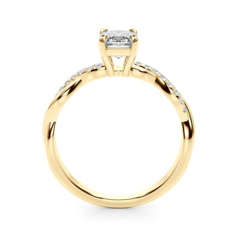 Taille émeraude GIA 2.02 Carat Pave Entwined Nature Band Emerald 18K Yellow Gold Diamond Ring en vente