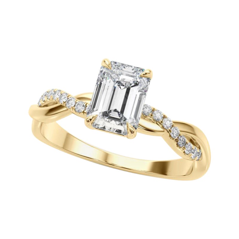 GIA 2.02 Carat Pave Entwined Nature Band Emerald 18K Yellow Gold Diamond Ring