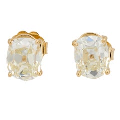 Orecchini a perno in oro giallo 14k con diamante GIA da 2,02 carati di peso totale