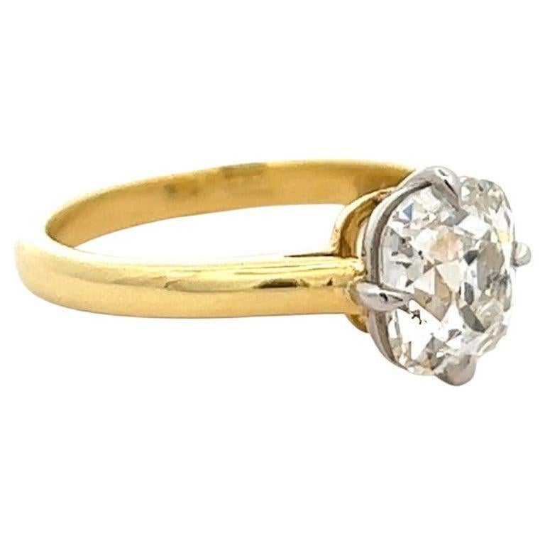 GIA 2.02 Carats Old Mine Cut Diamond 18 Karat Gold Solitaire Engagement Ring 1