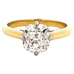 GIA 2.02 Carats Old Mine Cut Diamond 18 Karat Gold Solitaire Engagement Ring
