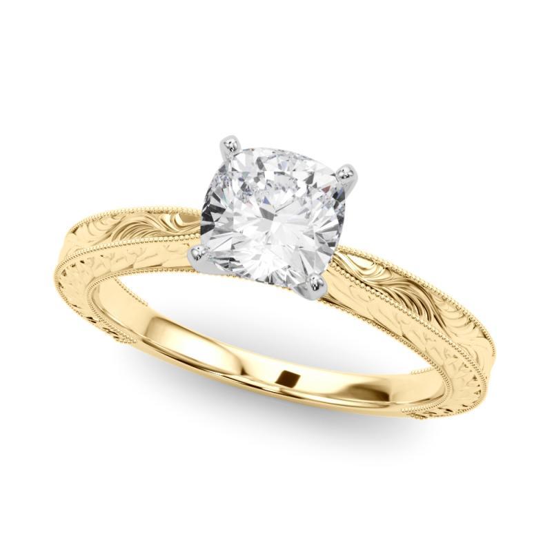 Cushion Cut GIA 2.02ct Cushion Classic Solitaire Antique Engraved Yellow Gold Diamond Ring For Sale