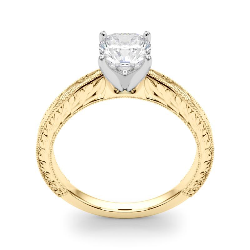 GIA 2.02ct Cushion Classic Solitaire Antique Engraved Yellow Gold Diamond Ring In New Condition For Sale In New York, NY