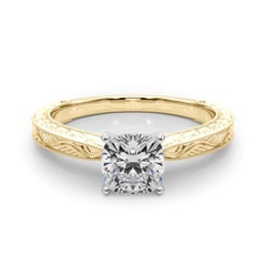 GIA 2.02ct Cushion Classic Solitaire Antique Gravé Bague diamant en or jaune