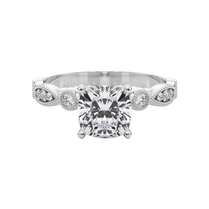 GIA 2.02ct Cuscino Marquise e castone rotondo con diamanti in oro bianco