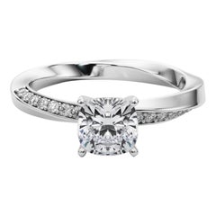 GIA 2.02ct Cushion Solitaire Twisted Square Band  Diamond Ring