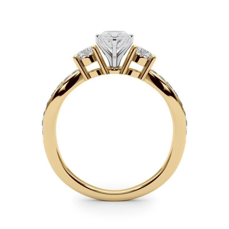 GIA 2.02ct Marquise Three-Stone Split Shank Pave 18K Yellow Gold Diamond Ring Neuf - En vente à New York, NY