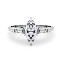 GIA 2,02ct Marquise a tre pietre Baguette affusolata  Anello con diamante