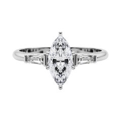 GIA 2,02ct Marquise a tre pietre Baguette affusolata  Anello con diamante