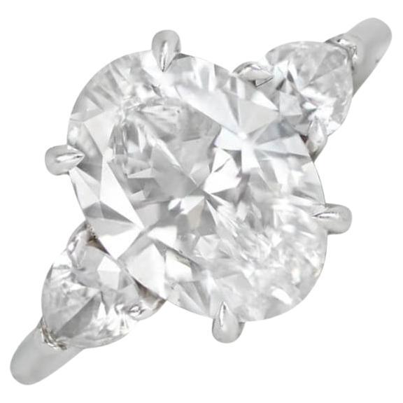 Bague de fiançailles GIA 2,02ct diamant taille ovale, couleur D, platine en vente