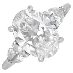 Bague de fiançailles GIA 2,02ct diamant taille ovale, couleur D, platine