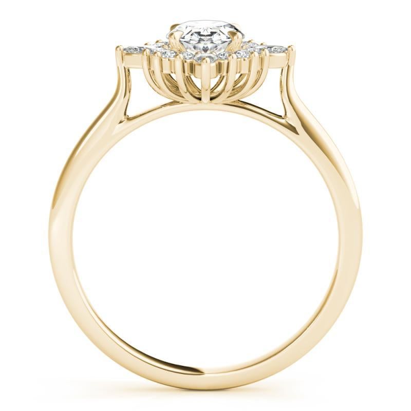 GIA 2,02ct Oval Marquise Blume Halo Cluster 18K Gelbgold Diamantring im Zustand „Neu“ im Angebot in New York, NY