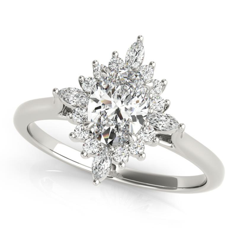 Taglio ovale GIA 2,02ct Ovale Marquise Flower Halo Cluster  Anello con diamante in vendita