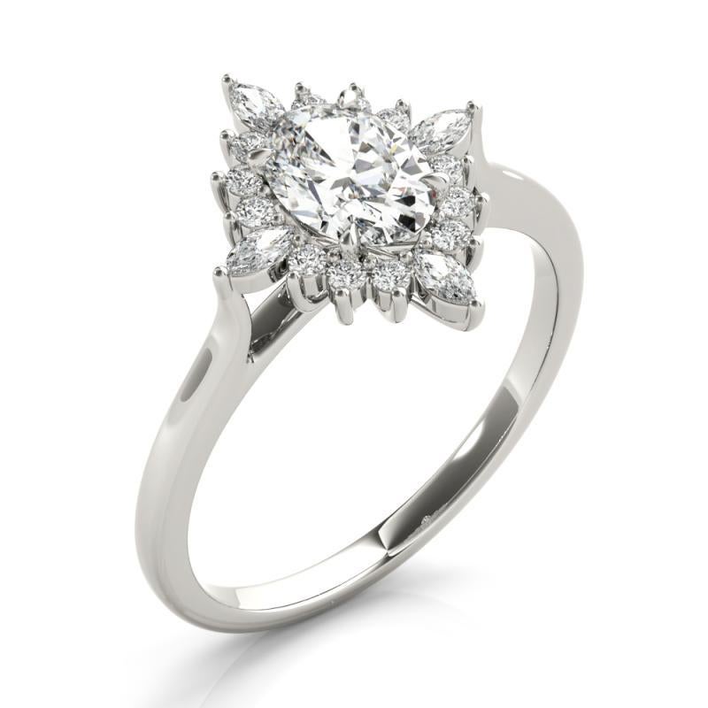 GIA 2,02ct Ovale Marquise Flower Halo Cluster  Anello con diamante in vendita 1