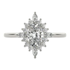 GIA 2,02ct Ovale Marquise Flower Halo Cluster  Anello con diamante