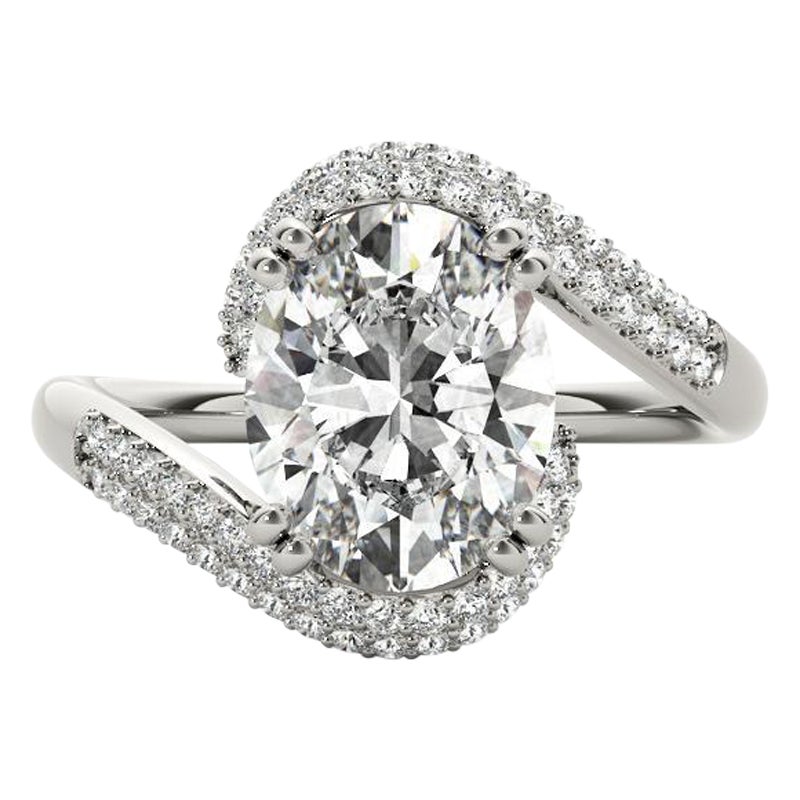 GIA 2.02ct Oval Solitaire
Pave Curved Shank Diamond Ring
