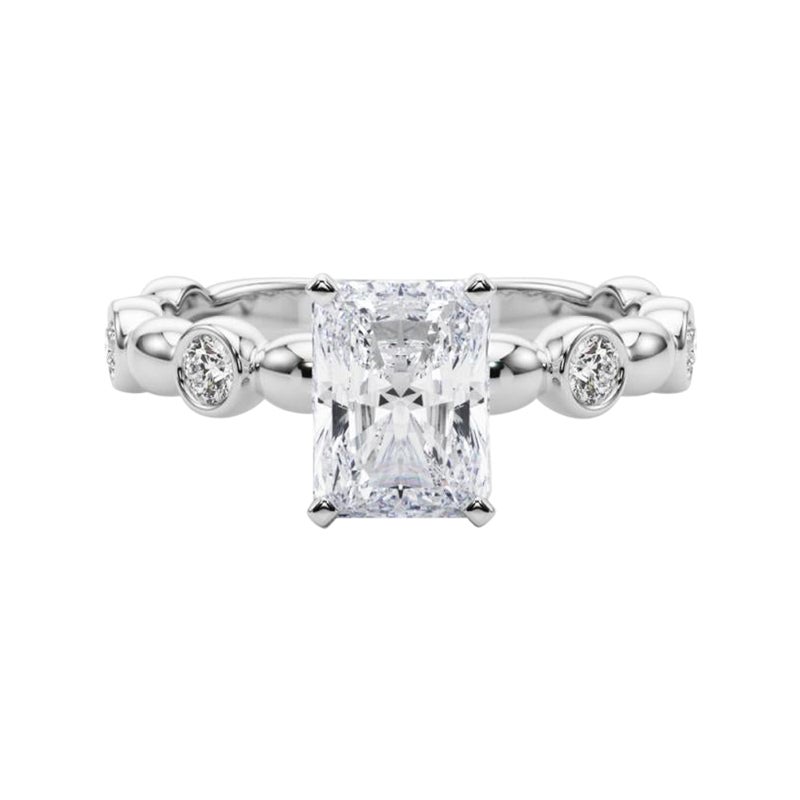GIA 2.02ct Radiant Side Stone Bezel Band Solitaire Diamond Ring