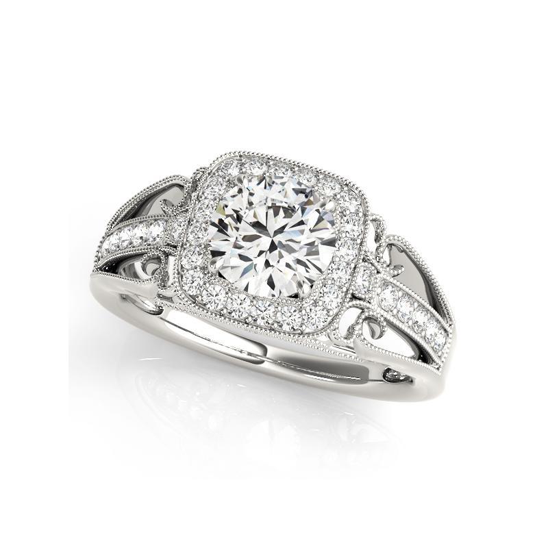 Taglio rotondo GIA 2,02ct Fiore rotondo con cuscino a raggiera  Anello con diamante in vendita