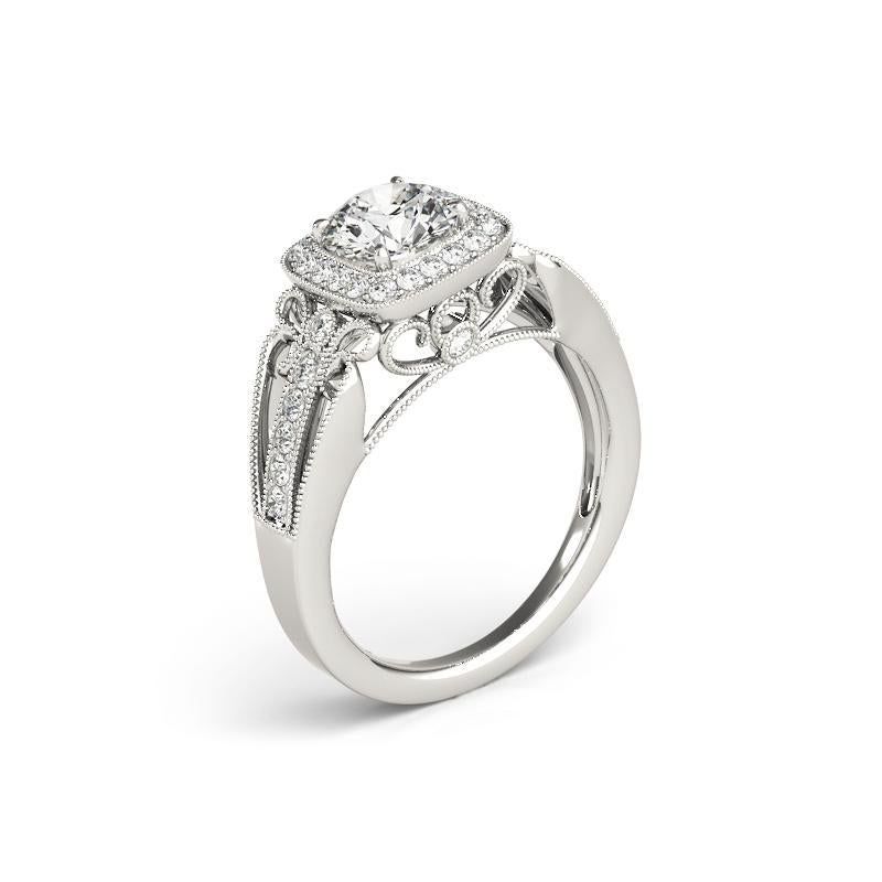 Donna GIA 2,02ct Fiore rotondo con cuscino a raggiera  Anello con diamante in vendita