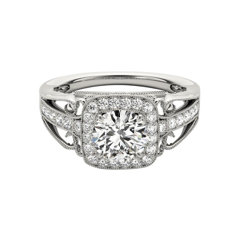 GIA 2,02ct Fiore rotondo con cuscino a raggiera  Anello con diamante