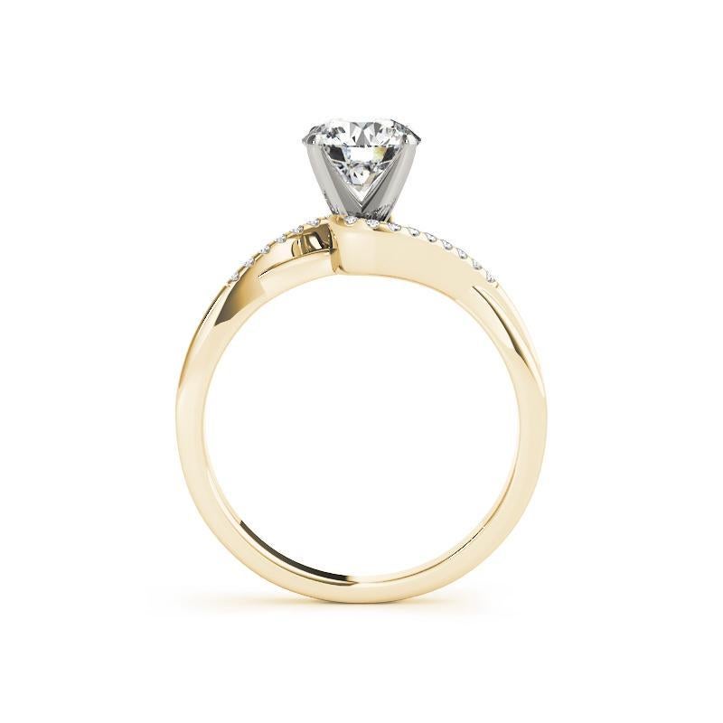 GIA 2.02ct Redondo Solitario Doble Banda Curvada Pave Anillo de Diamantes de Oro Amarillo Corte redondo en venta