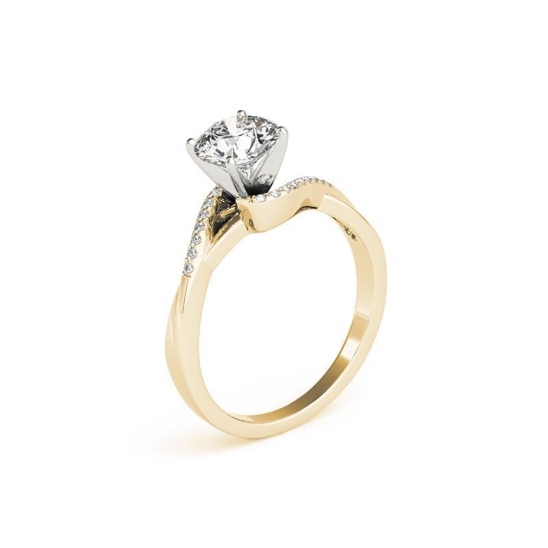 GIA 2.02ct Redondo Solitario Doble Banda Curvada Pave Anillo de Diamantes de Oro Amarillo en Nuevo estado para la venta en New York, NY