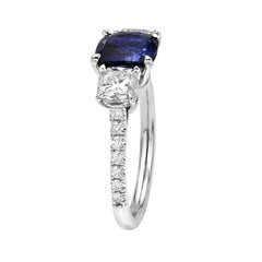 GIA 2.02ct Royal Blue Sapphire Cushion Engagement Ring in Platinum By Merkaba