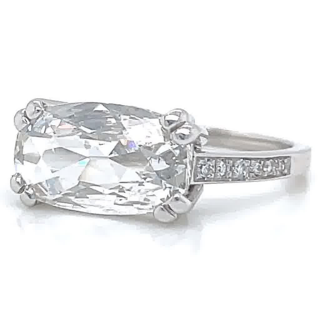 east west cushion cut diamond ring